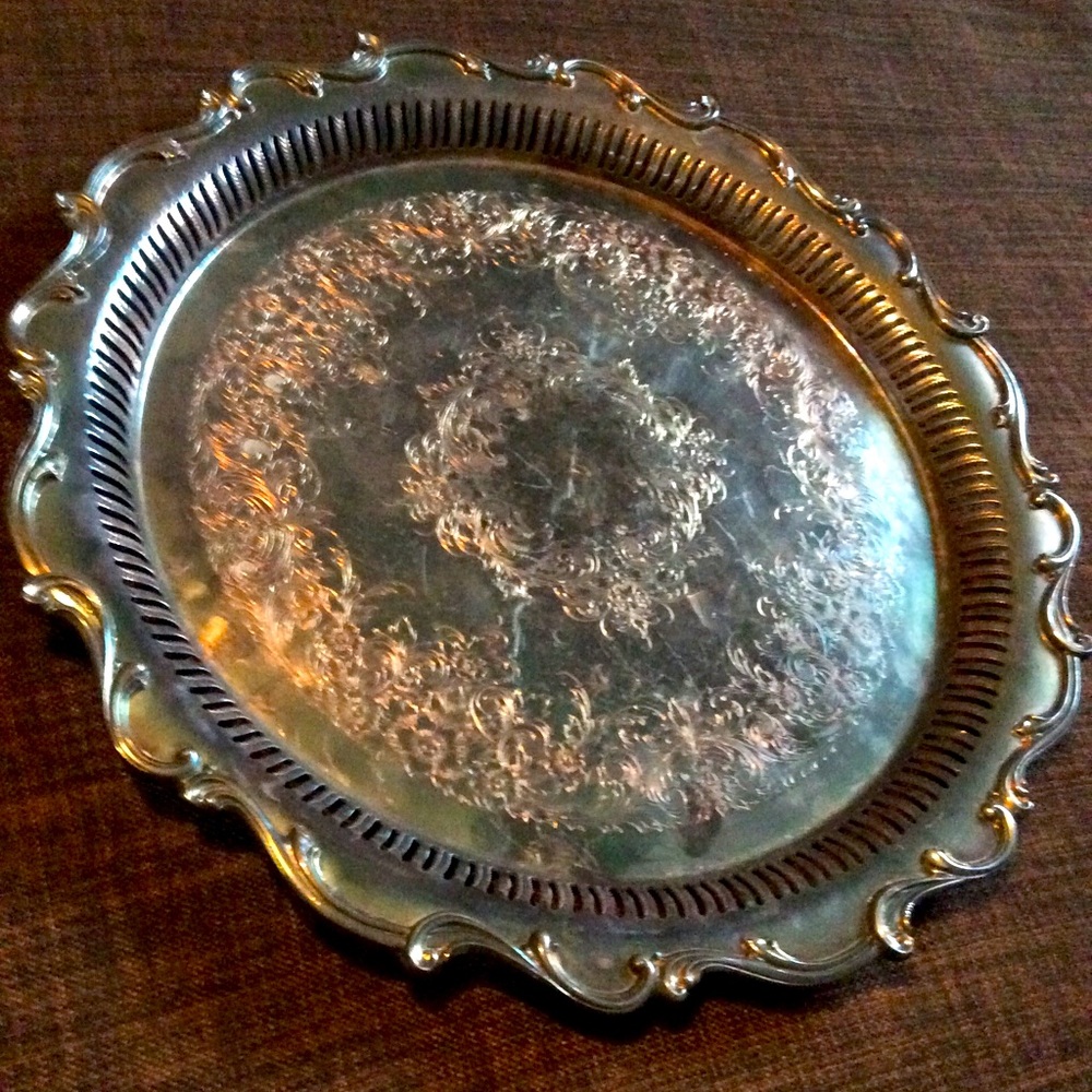 Webster Wilcox Antique engraved Silver Serving tra